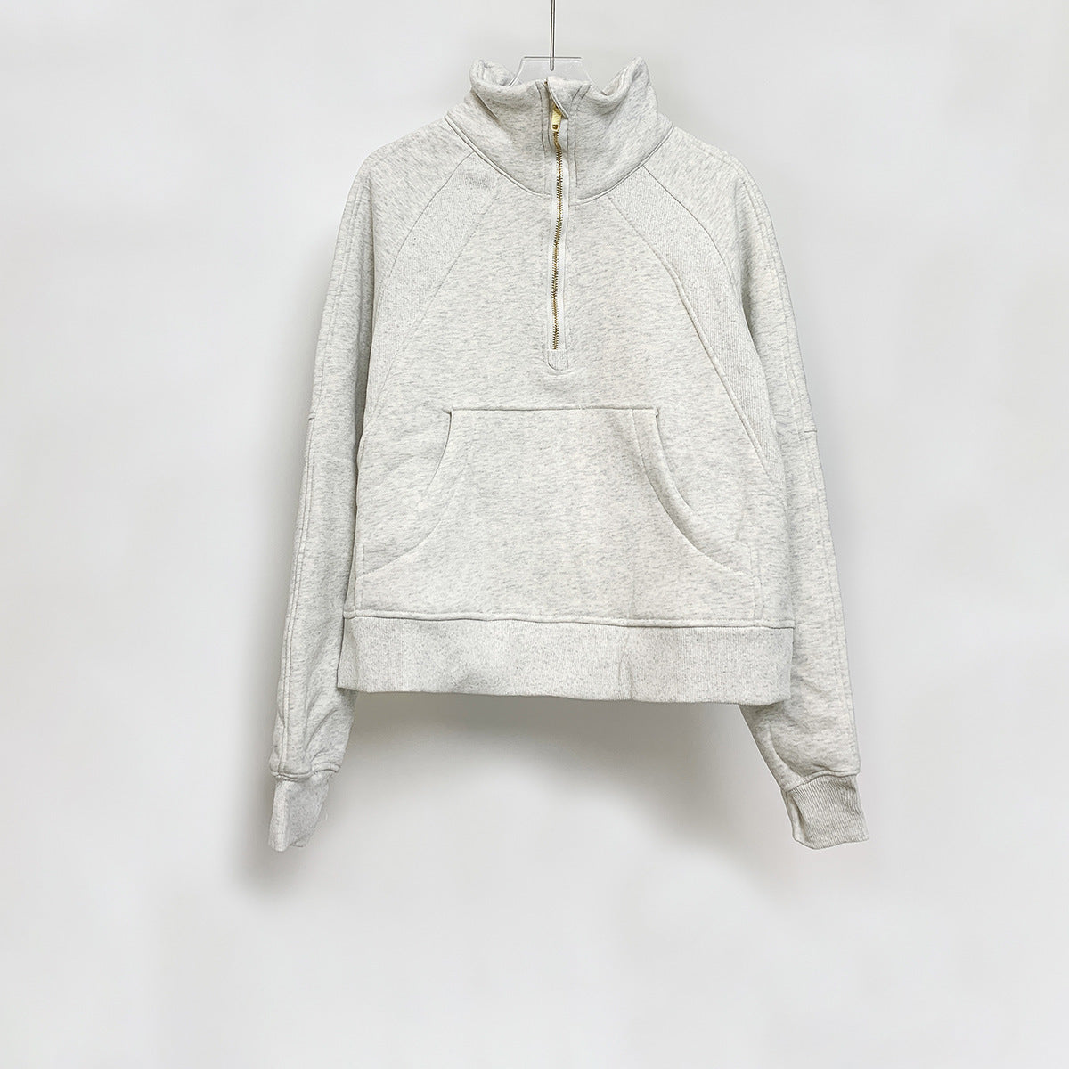 Lulu Same Style Winter Half-Zip Loose Hooded Sweatshirt for Women, Autumn and Winter Fleece-Lined Slim Fit Hoodie Jacket