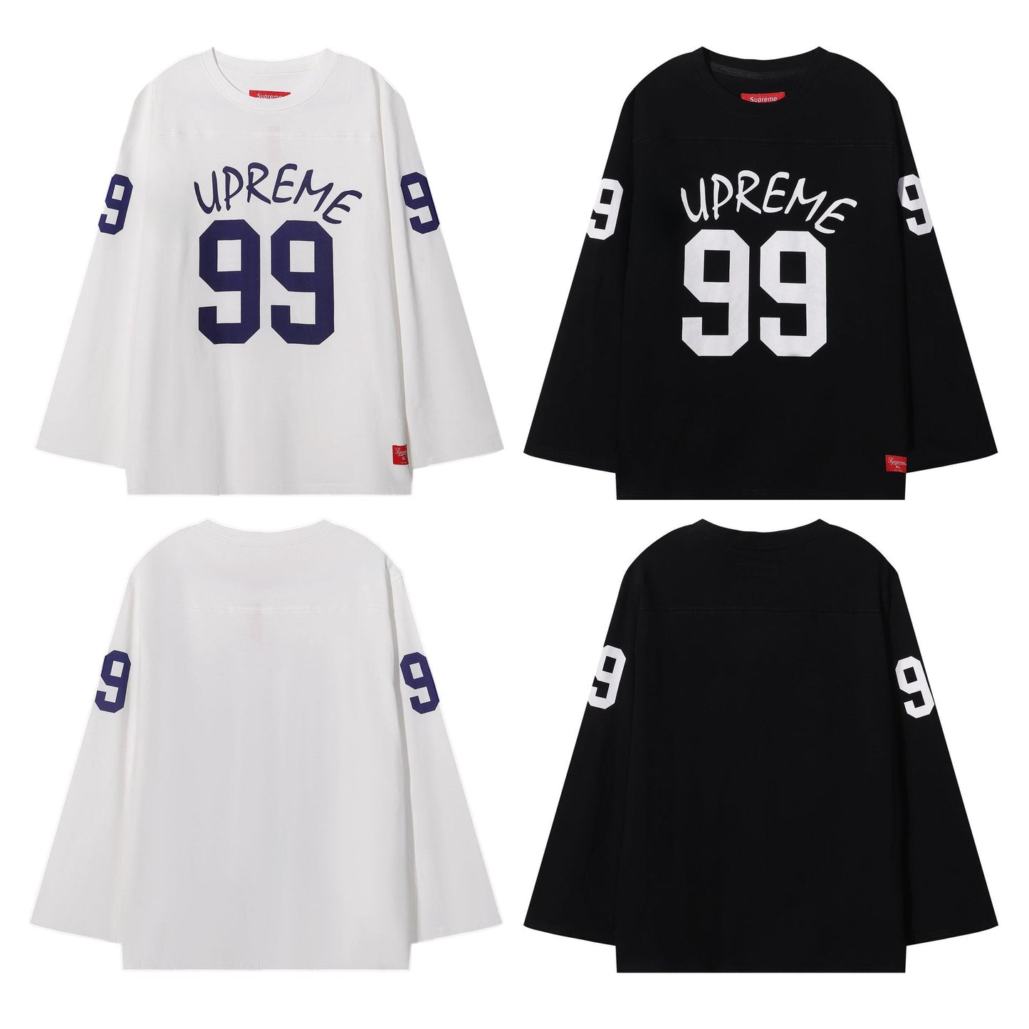 ss25supreme Crew Neck Short Sleeve American Style Trendy Classic Football Shirt Patchwork Ribbed High Street Top T-Shirt Unisex