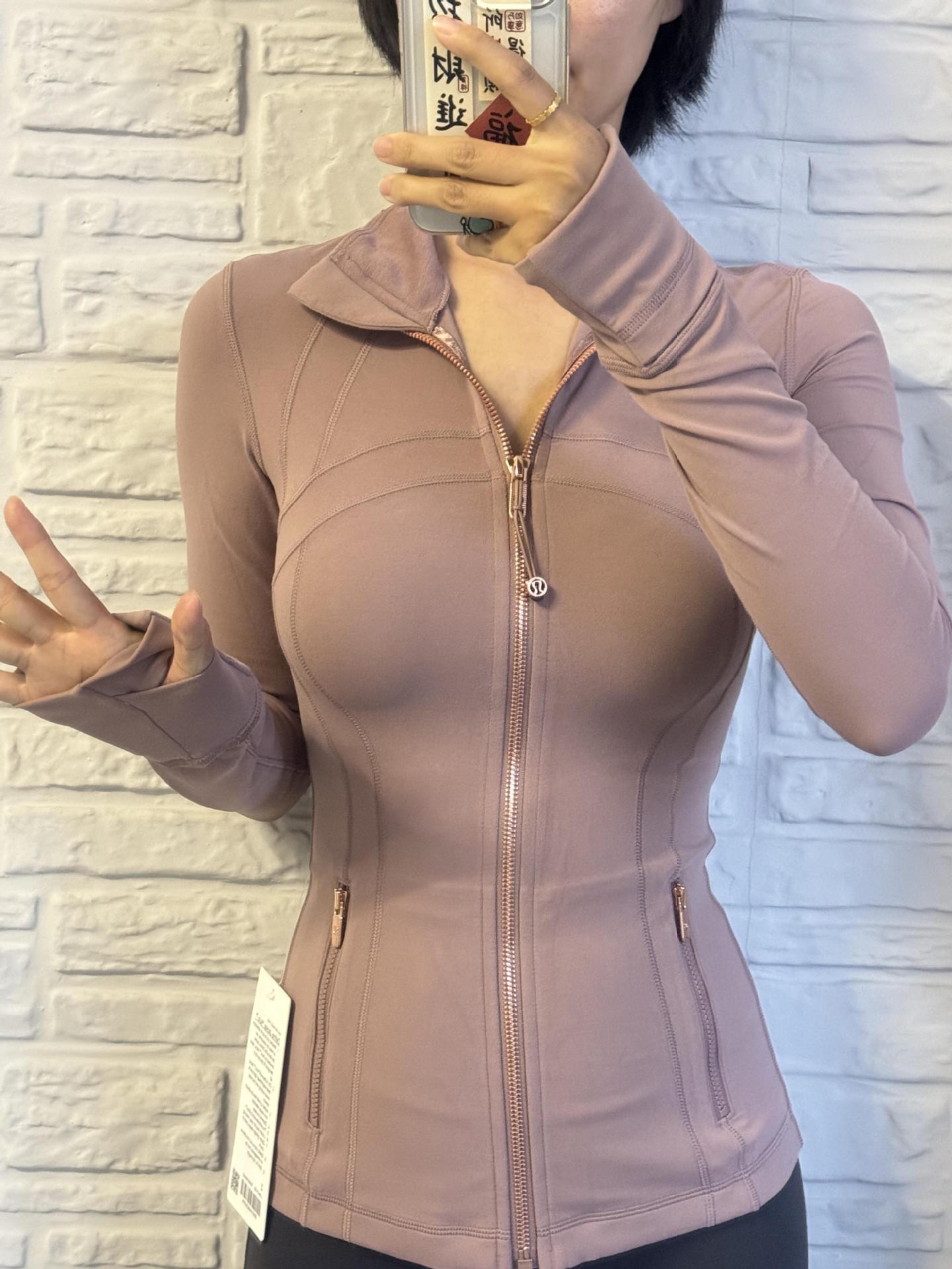 Lu-lu New Golden Edge Define Slim Sports Fitness Yoga Wear NuLu Twilight Rose Coat Top