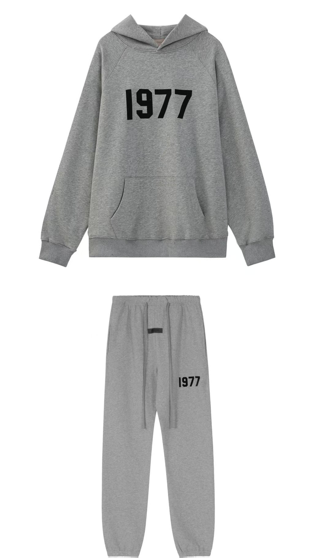 2025 New FFOG 1977 Flocked Print Digital High Street European and American Style Sweatshirt Loose Casual Pants Unisex Set