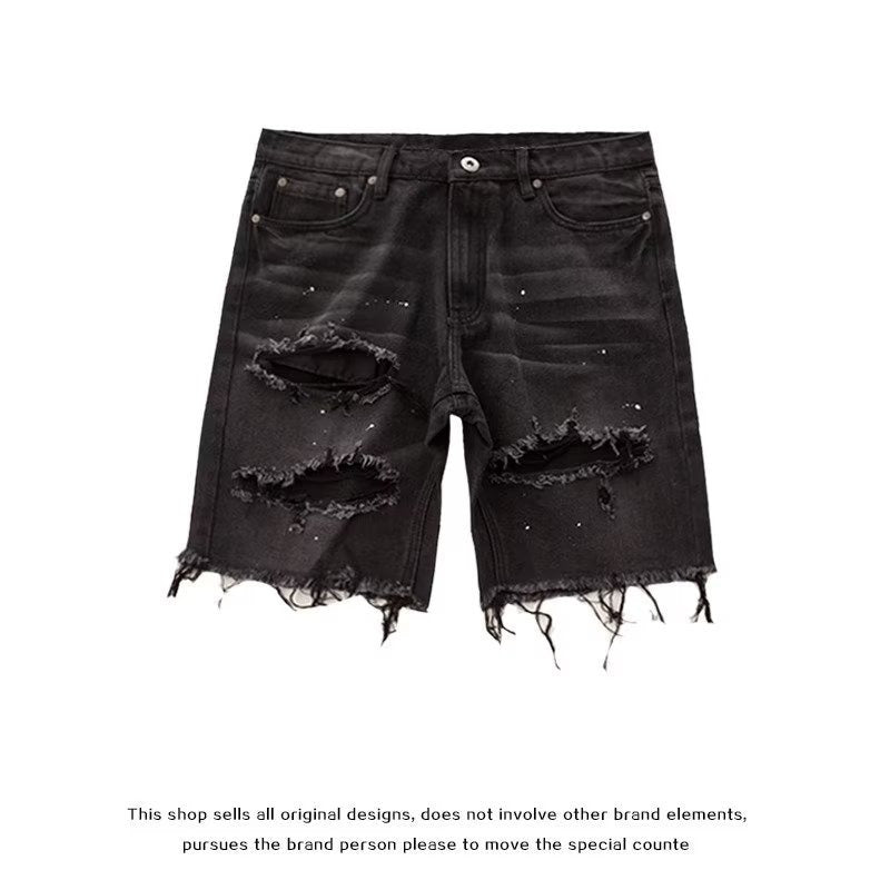 VARIANT_IMAGE::Washed Black | Men's ripped denim shorts