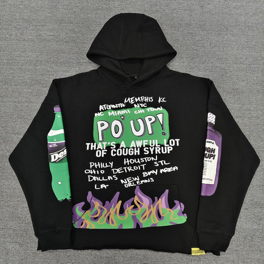 GMabcd Cough Syrup Heavyweight 500g Fleece Hoodie Men Streetwear Pullover - Series A