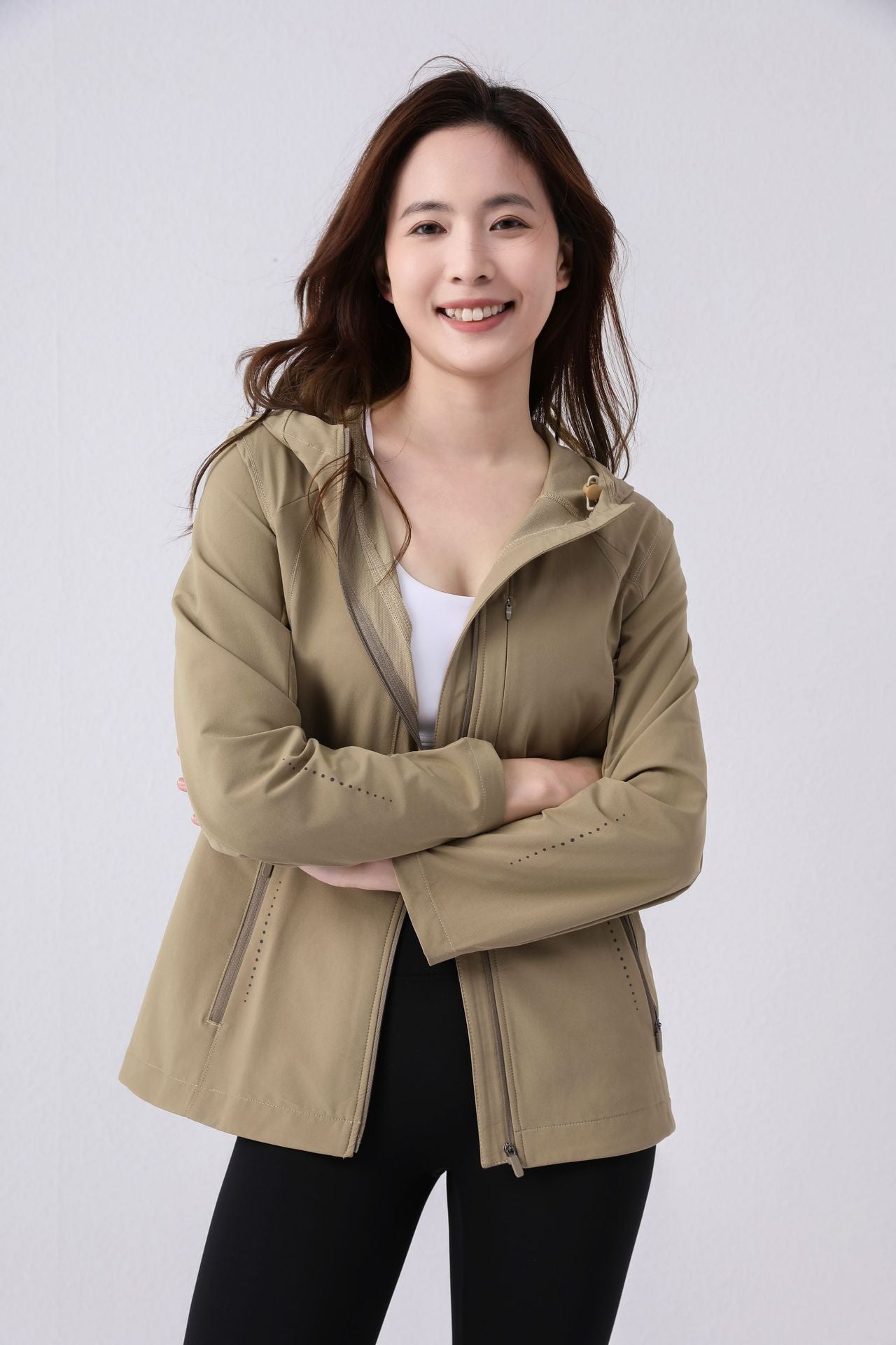 VARIANT_IMAGE::Khaki | Women's hooded sports jacket