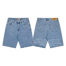 Unisex embroidered denim shorts 1