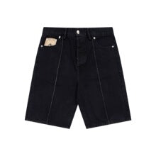 Unisex embroidered denim shorts 9