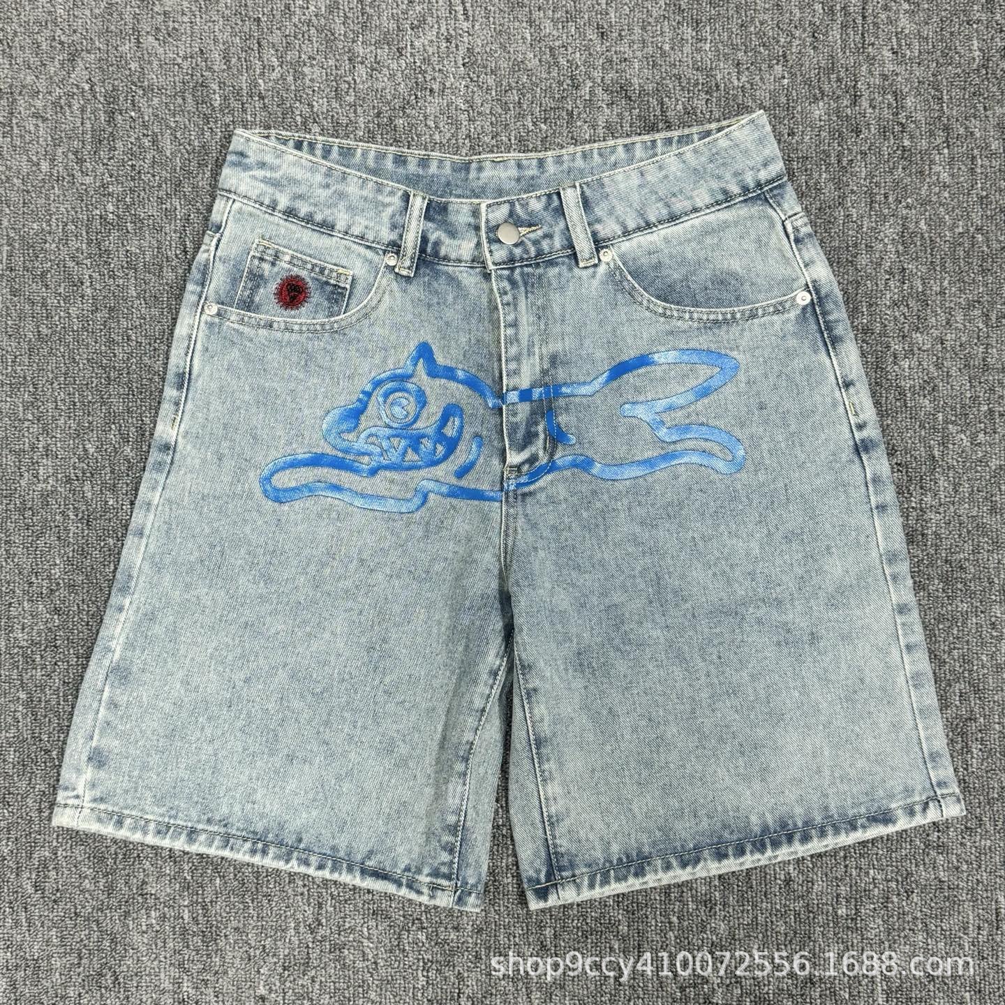 VARIANT_IMAGE::Light Blue / Blue Graphic | Dog graphic denim shorts
