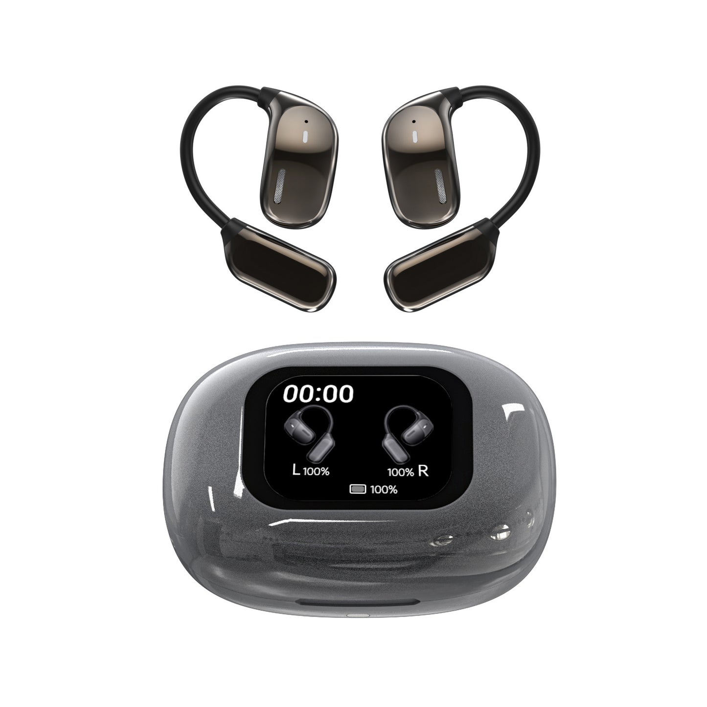 Jm16 New Arrival OWS Ear-Mounted Smart Color Screen Bluetooth Headset Ultra-Long Life Battery ENC Noise Reduction Non in-Ear