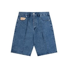 Unisex embroidered denim shorts 8