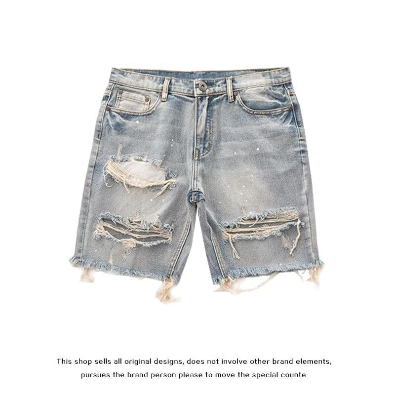 VARIANT_IMAGE::Washed Blue | Men's ripped denim shorts