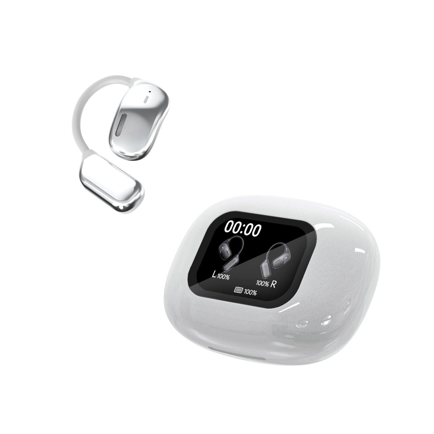 Jm16 New Arrival OWS Ear-Mounted Smart Color Screen Bluetooth Headset Ultra-Long Life Battery ENC Noise Reduction Non in-Ear