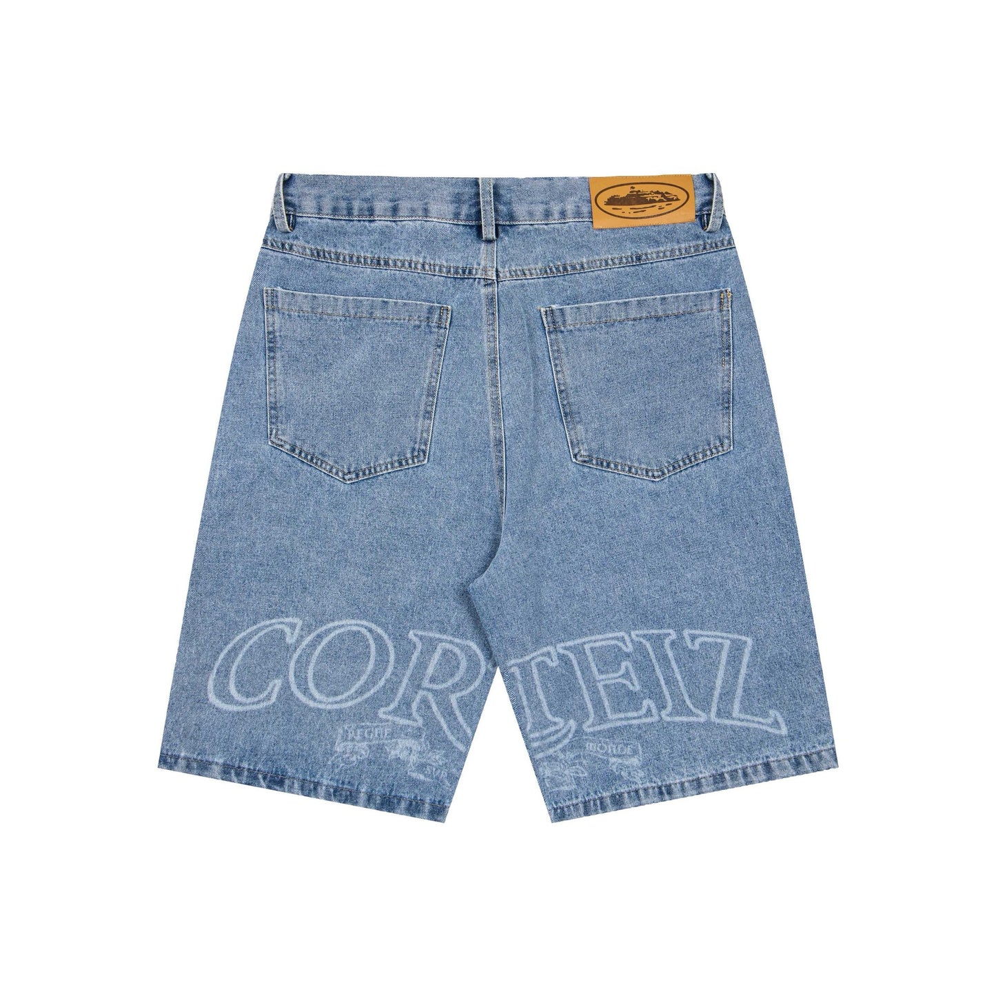 Unisex embroidered denim shorts 10