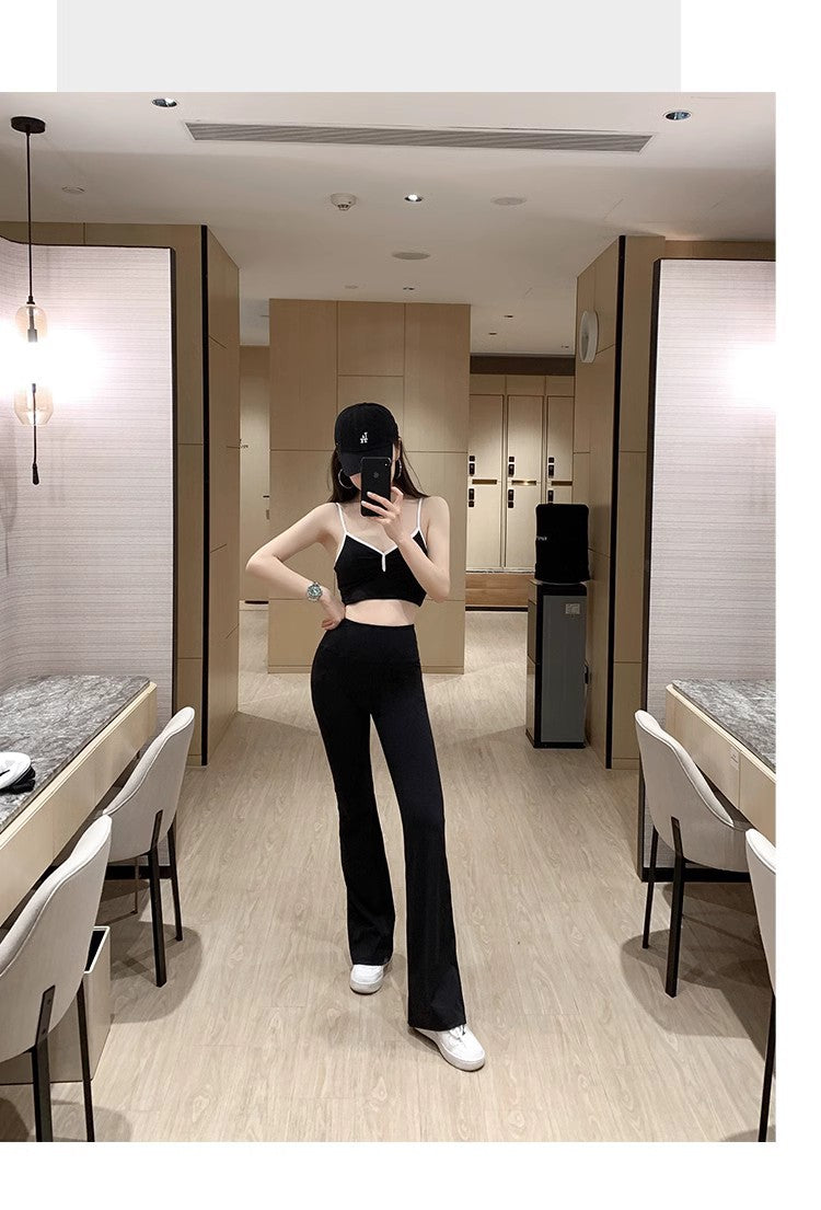 Lulu Bell-Bottom Pants Women's Yoga Pants Nude Feel Brushed Micro-Pull High Waist Slimming Casual Sports Trousers Outer Wear