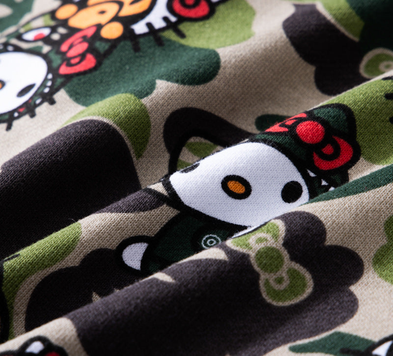 Men's Sweatshirt Shark Cartoon Camouflage Hello Kitty Casual Loose Hooded Top Women's Jacket
