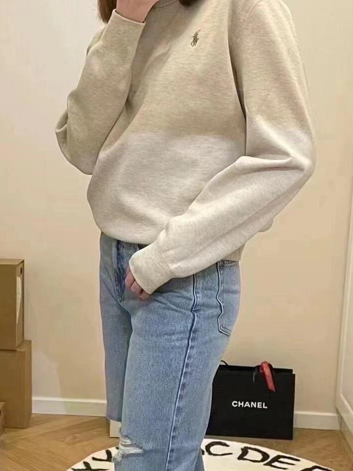 RL Ralph Pony Label Retro Couple Sweatshirt Women Long Sleeve Sweatshirt Men Polo Half Zipper Turn-down Collar Loose American Style