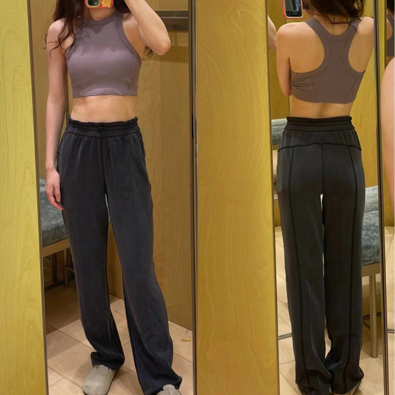 Lulu Same Yoga Wide-Leg Pants Softstreme Pants Exercise Casual Pants Women Loose Straight Slim Fit