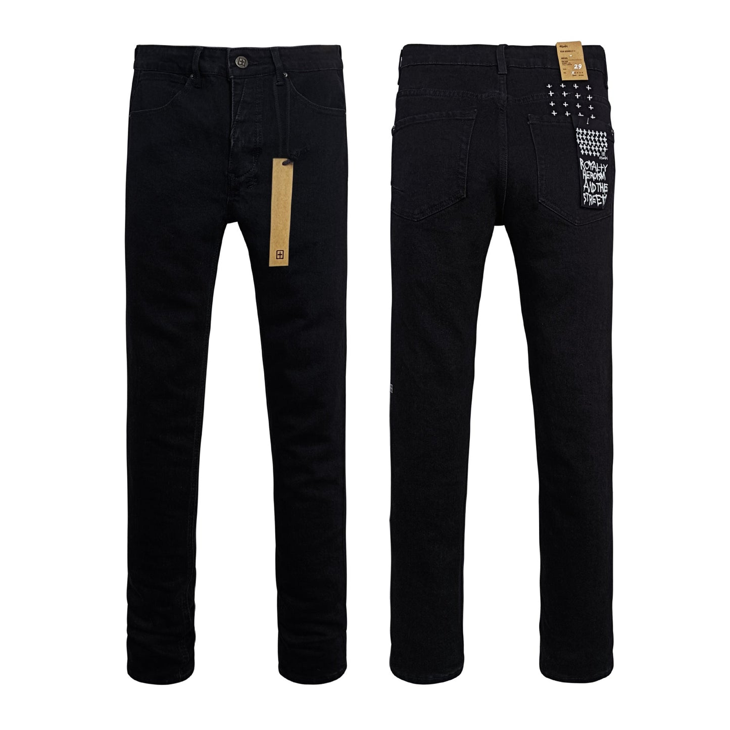 Gmabcd Men's KSB Jeans Straight Leg Ripped Stretch American High Street Casual Men's Jeans