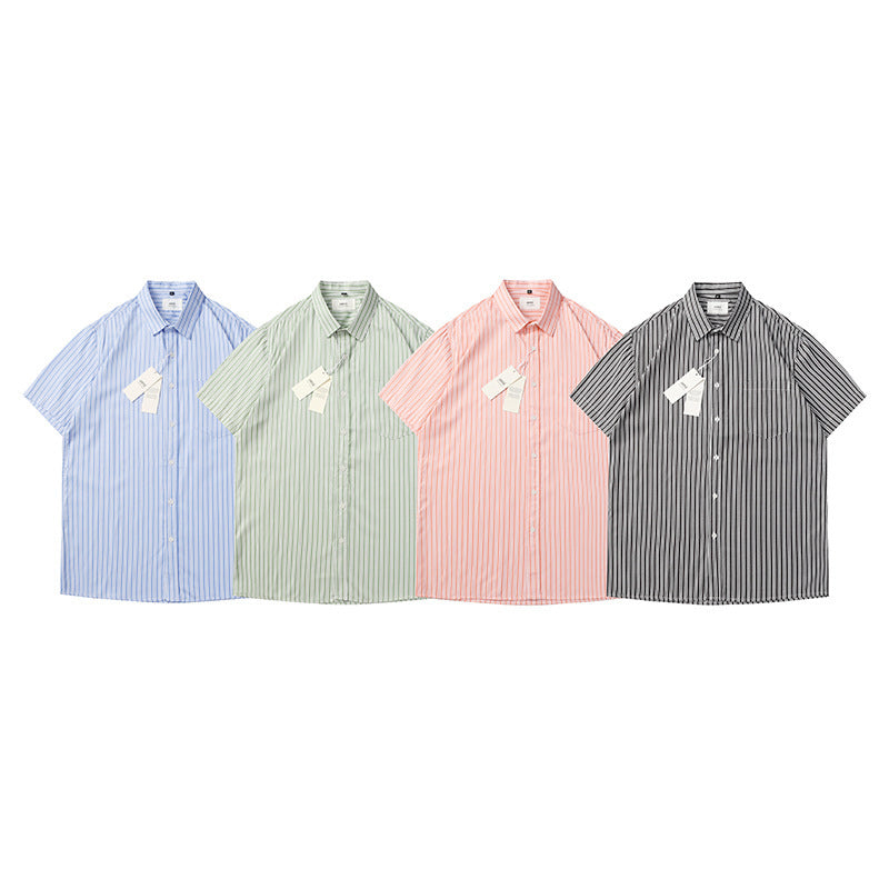 Trendy Brand Am* Small Heart Embroidered Shirt Casual Loose Fit Unisex Couple Style Amy Cotton Long Sleeve Top