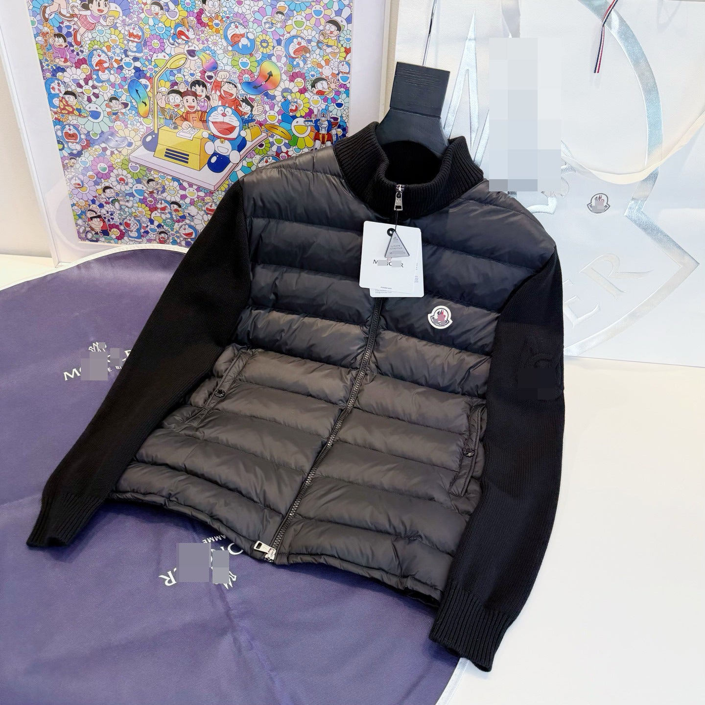 GMabcd Monokini Down Jacket Stand Collar Knitted Patchwork Lightweight Simple Autumn Winter NFC Down Lightweight Coat