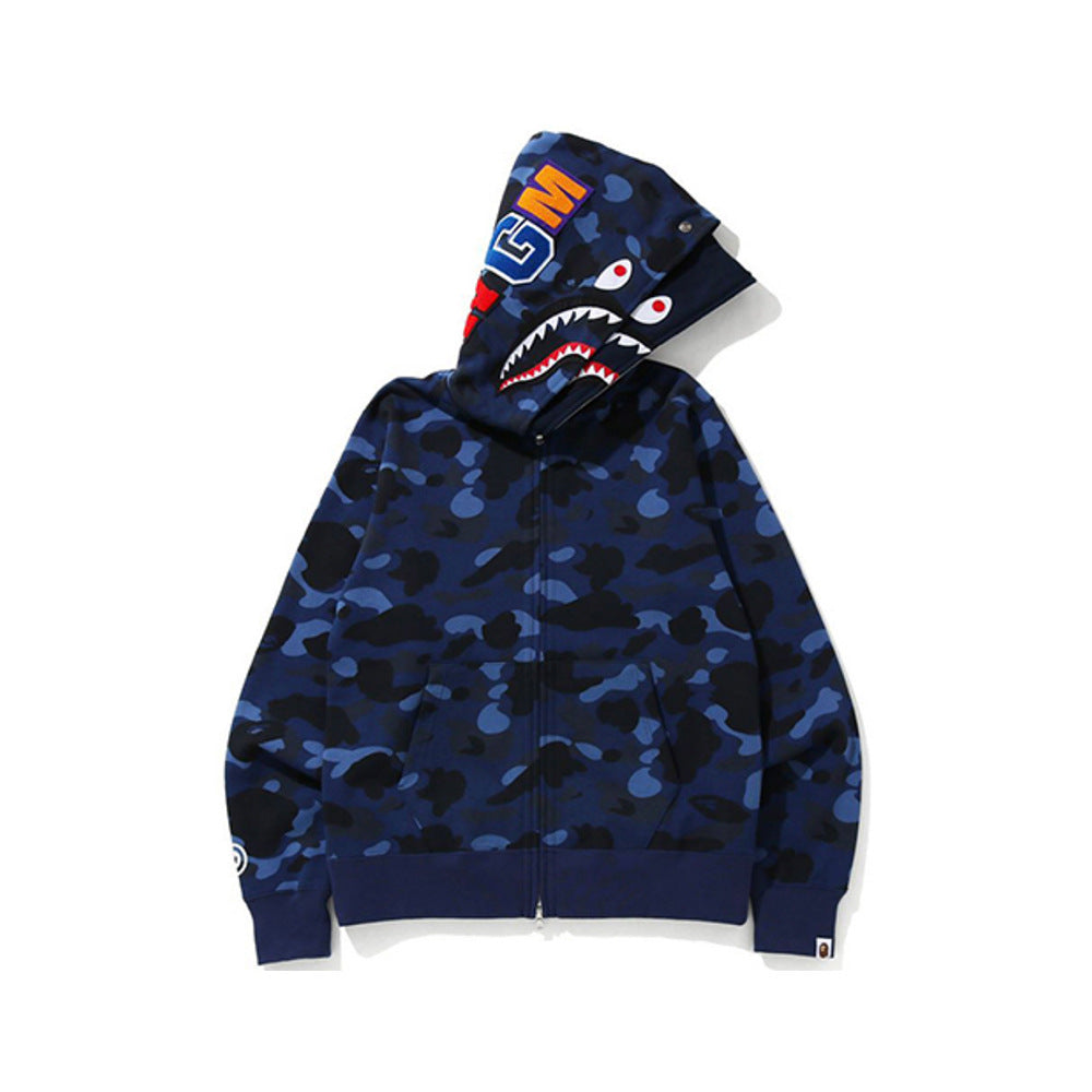 Baby Apee Shark Camouflage Hooded Cardigan Zipper Fashion Brand Comfortable Men's Women's Pullover Coat
