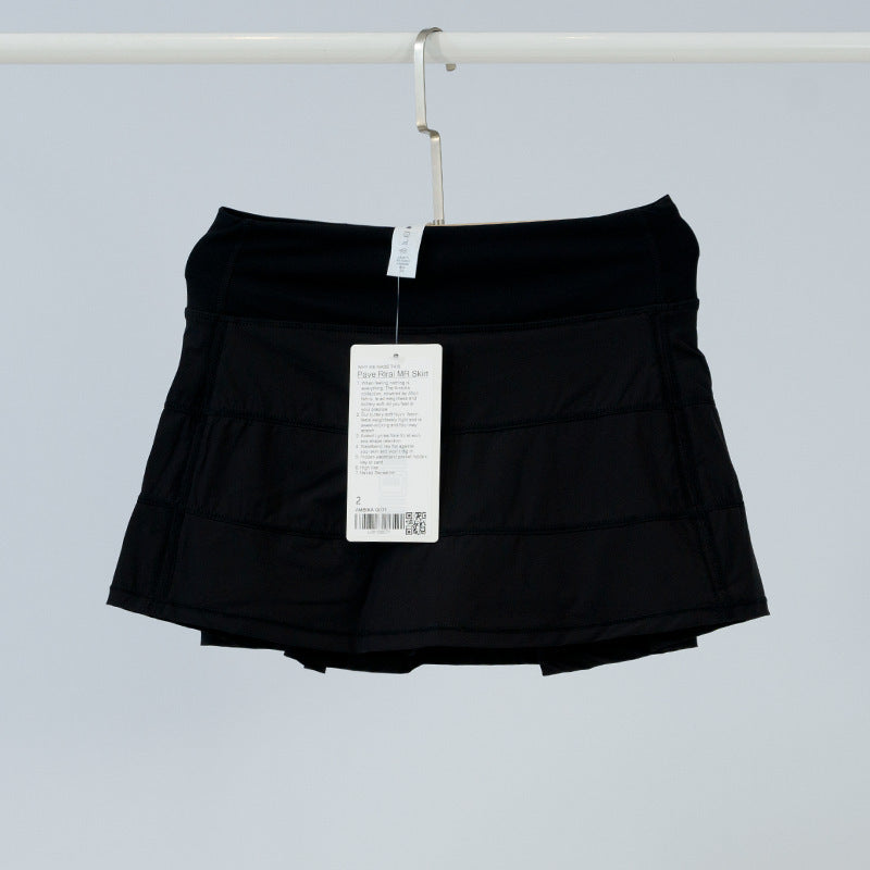 Lulu Same Style Pace Rival Three-Pleat Skirt Sports Tennis Skirt for Women Summer Anti-Exposure Lined Fitness Short Skirt