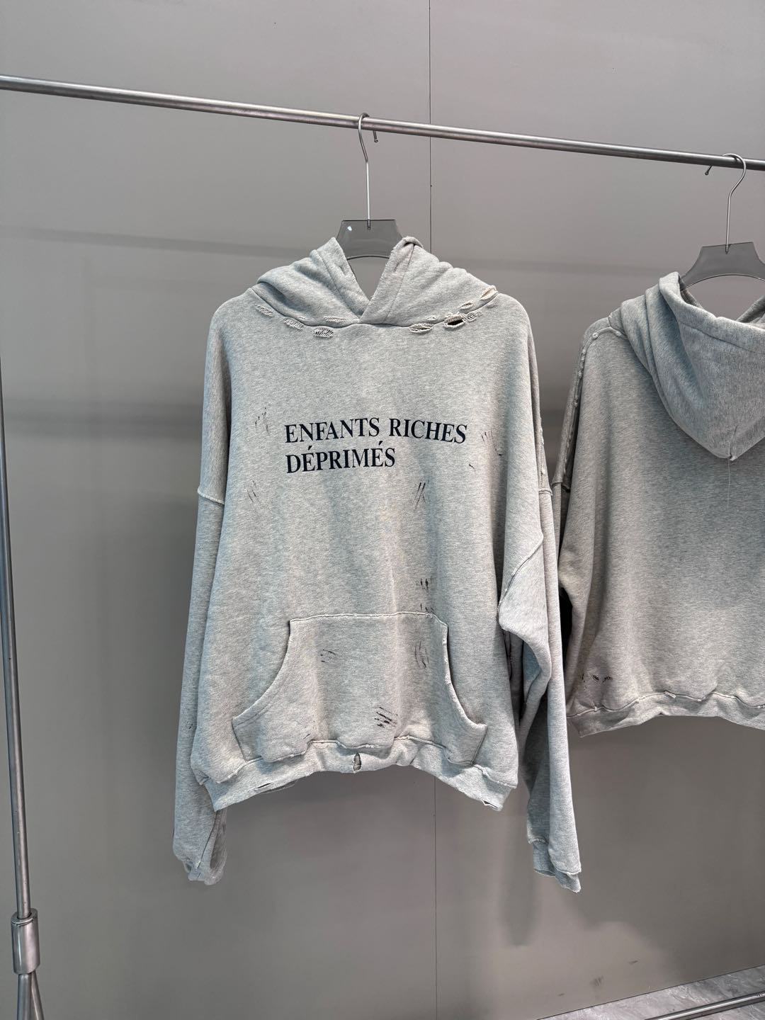 High-Quality ERD Melancholy Rich Second Generation Hooded Sweatshirt Washed Vintage Distressed Jacket Autumn Winter Zipper Coat