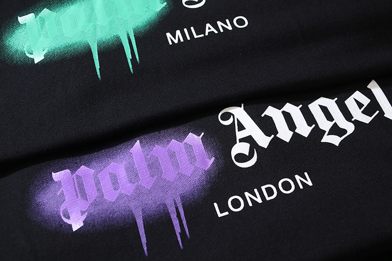 Gmabcd New Spray Paint Graffiti City Letter Logo Printing Terry High Street Couple Hooded Sweater