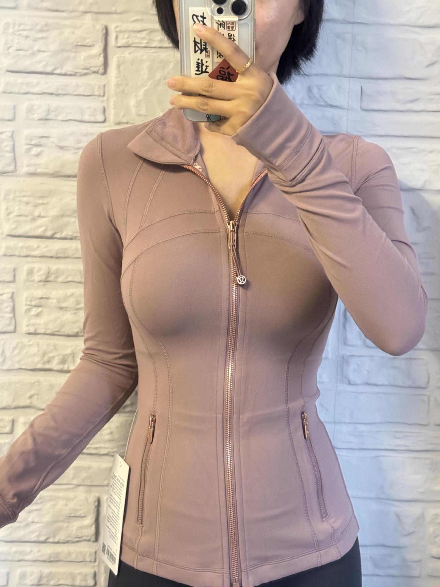 Lu-lu New Golden Edge Define Slim Sports Fitness Yoga Wear NuLu Twilight Rose Coat Top