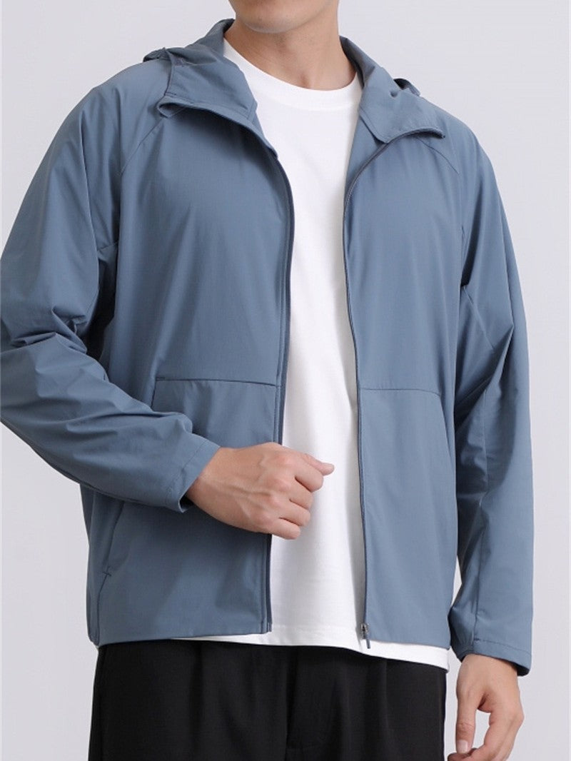 Pace Breaker Men's Summer Skin Jacket LU-LU Lightweight Men's Outdoor Sun Protection Hooded Windbreaker