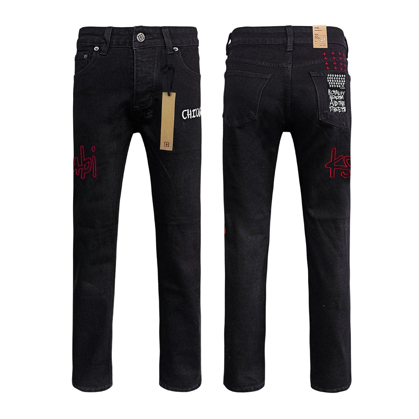 Men's KSB Jeans Straight Leg Ripped Stretch American High Street Casual Men's Jeans