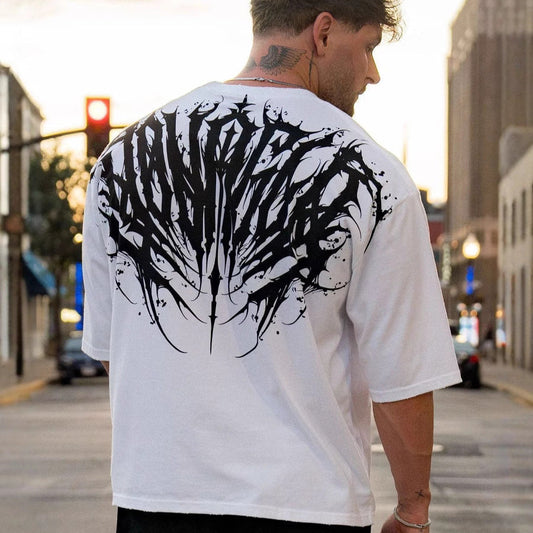YOUN-GL& American Style New Men's T-Shirt Summer Casual Loose Trendy Brand Printed Cotton Short Sleeve Sports T-Shirt