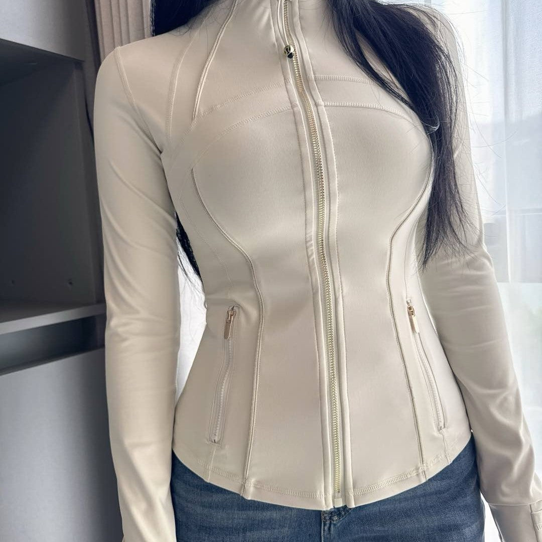 Slim fit women's Golden Edge Define Slim Sports Jacket in Twilight Rose for yoga and fitness