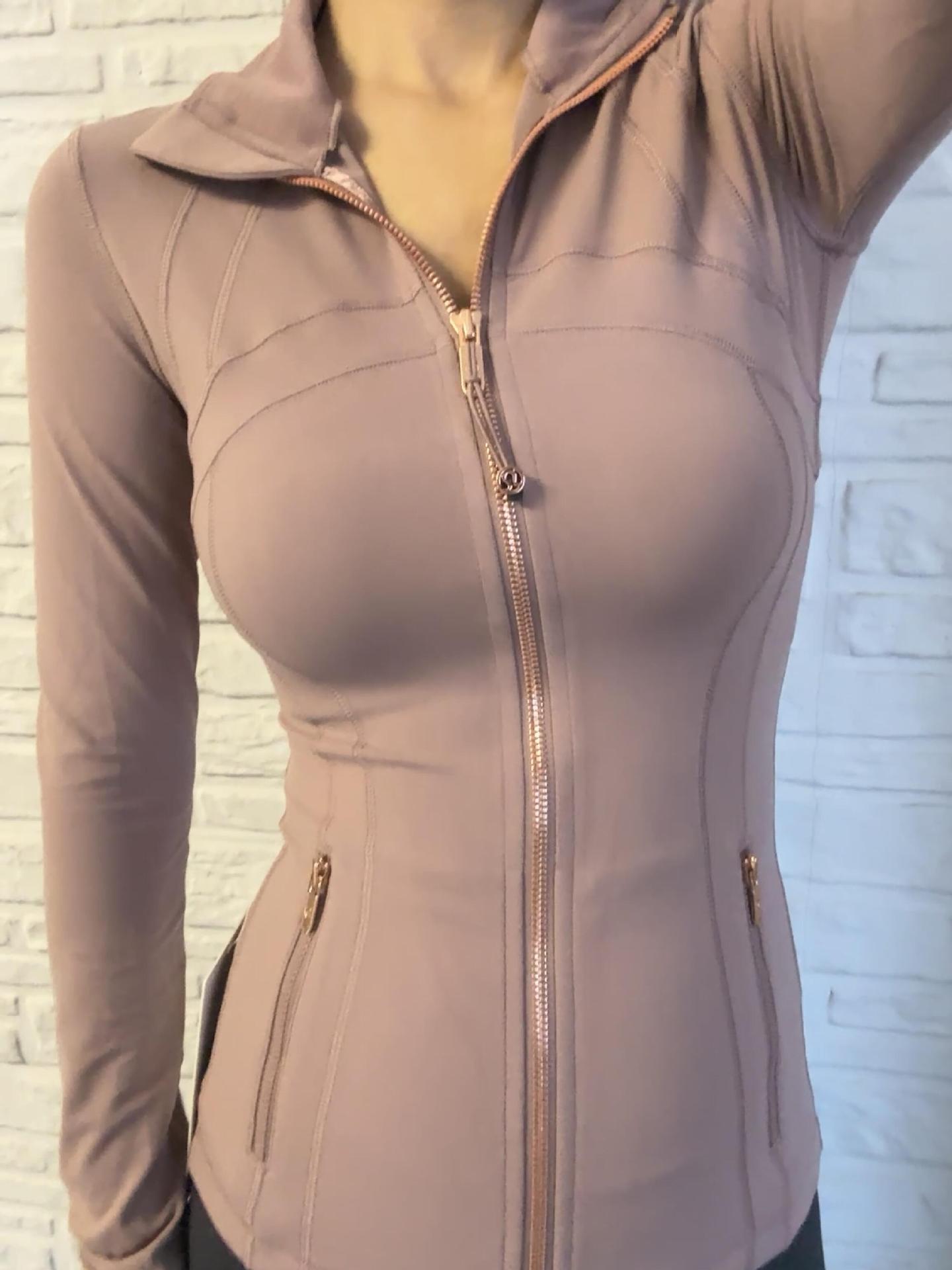 Lu-lu New Golden Edge Define Slim Sports Fitness Yoga Wear NuLu Twilight Rose Coat Top