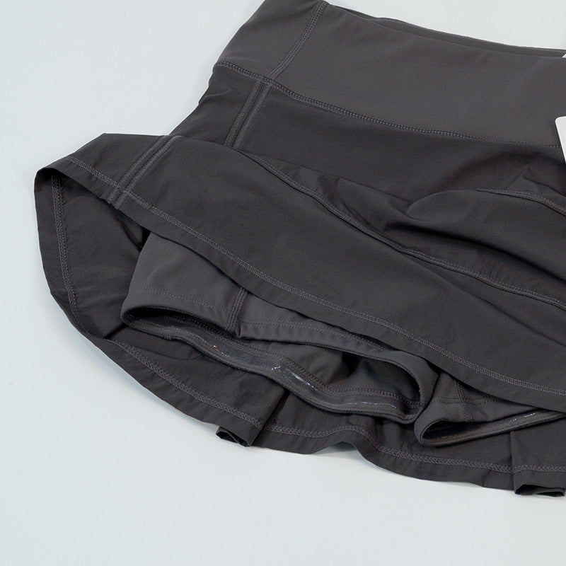 Lulu Same Style Pace Rival Three-Pleat Skirt Sports Tennis Skirt for Women Summer Anti-Exposure Lined Fitness Short Skirt