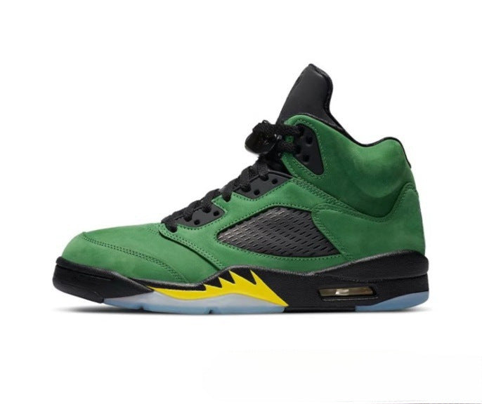 GMabcd-AJ5 High High-Top Basketball Shoes Buckle Broken Rukawa Kaede White Cement Ice Blue Low-Top Cushion Men and Women Sneakers