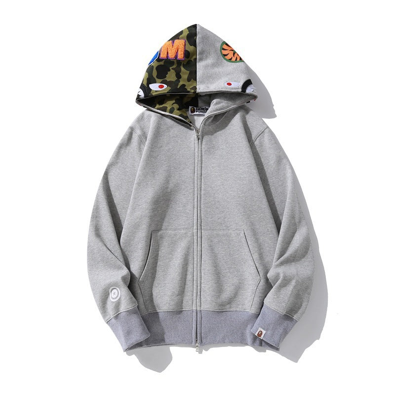 Baby Apee Shark Camouflage Hooded Cardigan Zipper Fashion Brand Comfortable Men's Women's Pullover Coat
