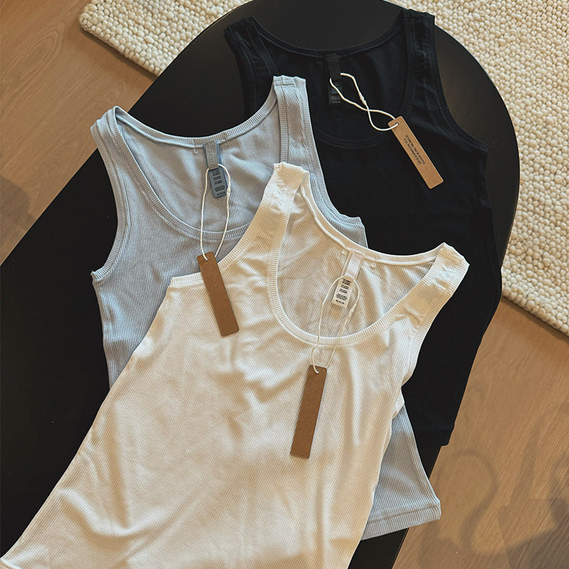 Women's slim sleeveless Kardashian Cotton Rib sports vest in spring fashion style