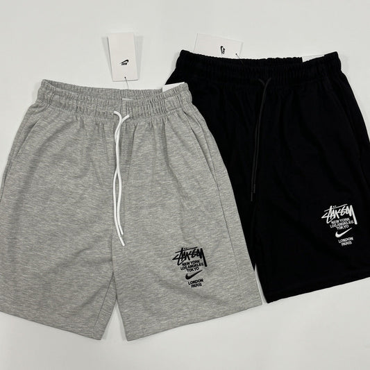 High-end Pure Cotton Summer Lightweight Straight Embroidered Printed Casual Pants Sports Pants AJ Flying Logo Versatile Five-point Pants