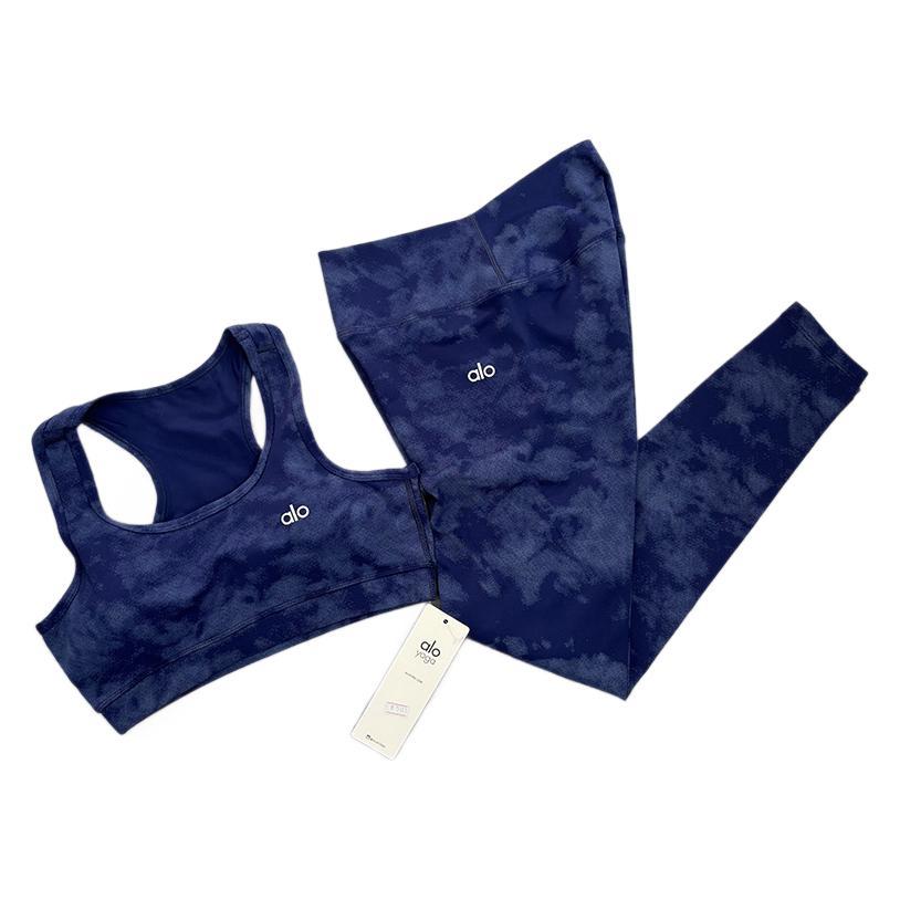 a-l-O  Sports Fitness Wear Women's Yoga Sports Bra Camisole Style Underwear Elastic Beauty Back Tight-Fitting Tie-Dye Top