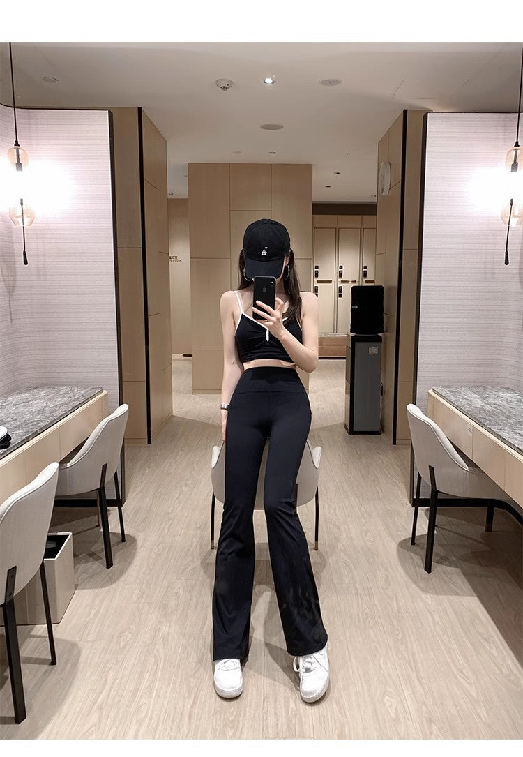 Lulu Bell-Bottom Pants Women's Yoga Pants Nude Feel Brushed Micro-Pull High Waist Slimming Casual Sports Trousers Outer Wear