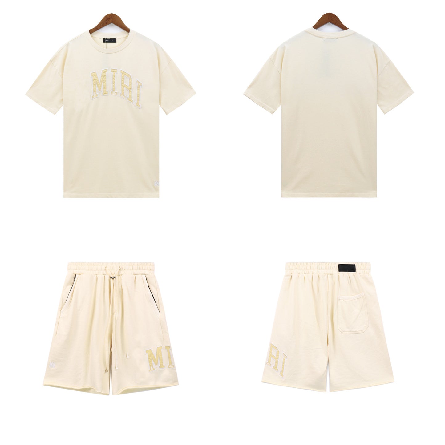 GMAmi-ri Summer Washed and Worn Casual Letter American T-shirt Loose Men's and Women's Same Shorts Suit