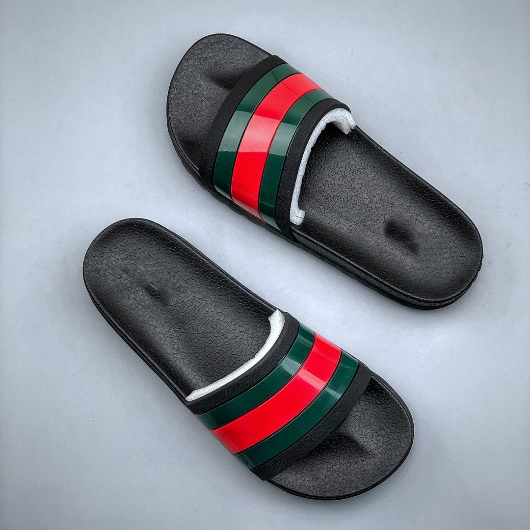 Summer Stripes Slippers Korean style non-slip indoor outdoor couple bathroom footwear