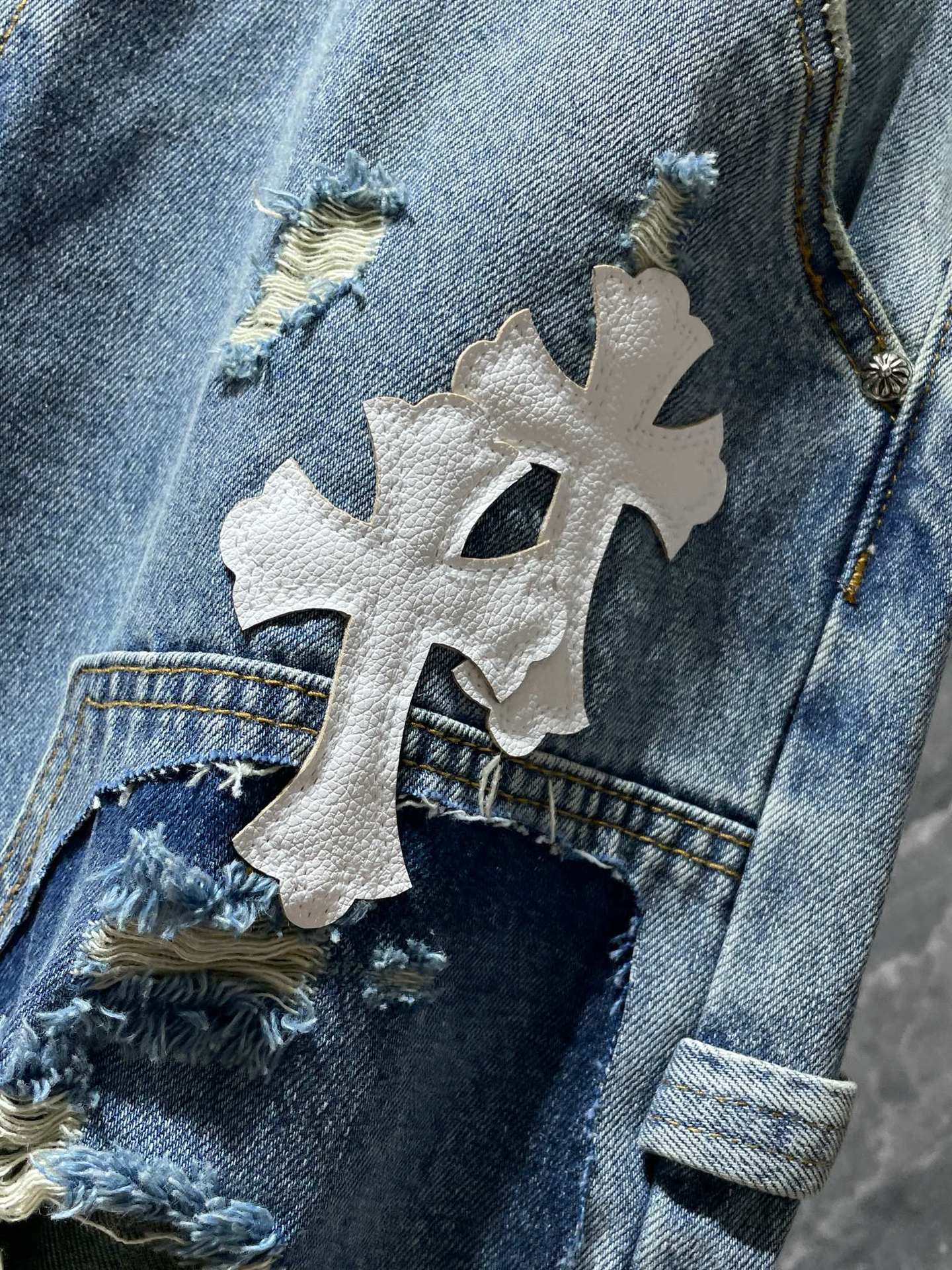 24ss Ch Heavy Industry Cross Patch Denim Shorts Couple Shorts