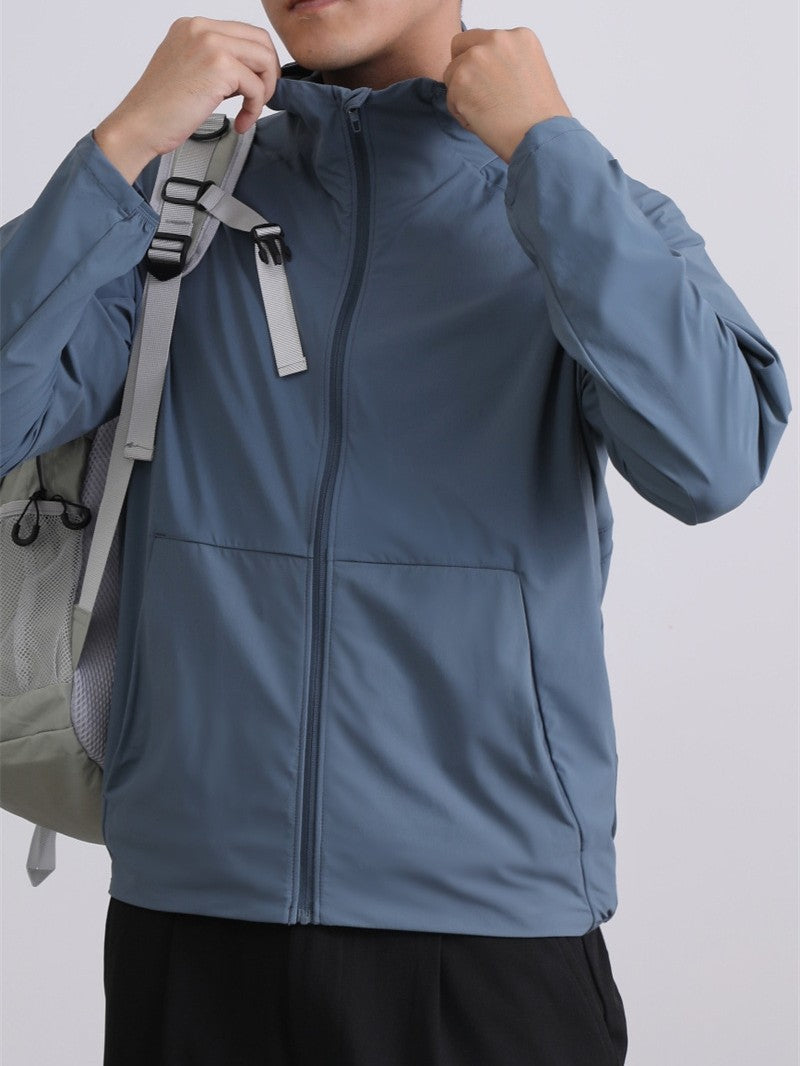 Pace Breaker Men's Summer Skin Jacket LU-LU Lightweight Men's Outdoor Sun Protection Hooded Windbreaker