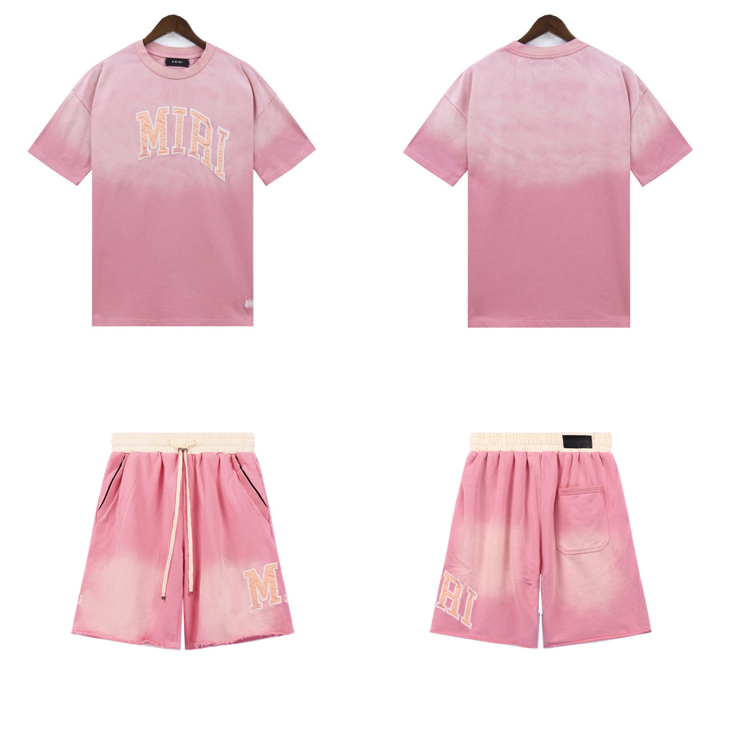 GMAmi-ri Summer Washed and Worn Casual Letter American T-shirt Loose Men's and Women's Same Shorts Suit