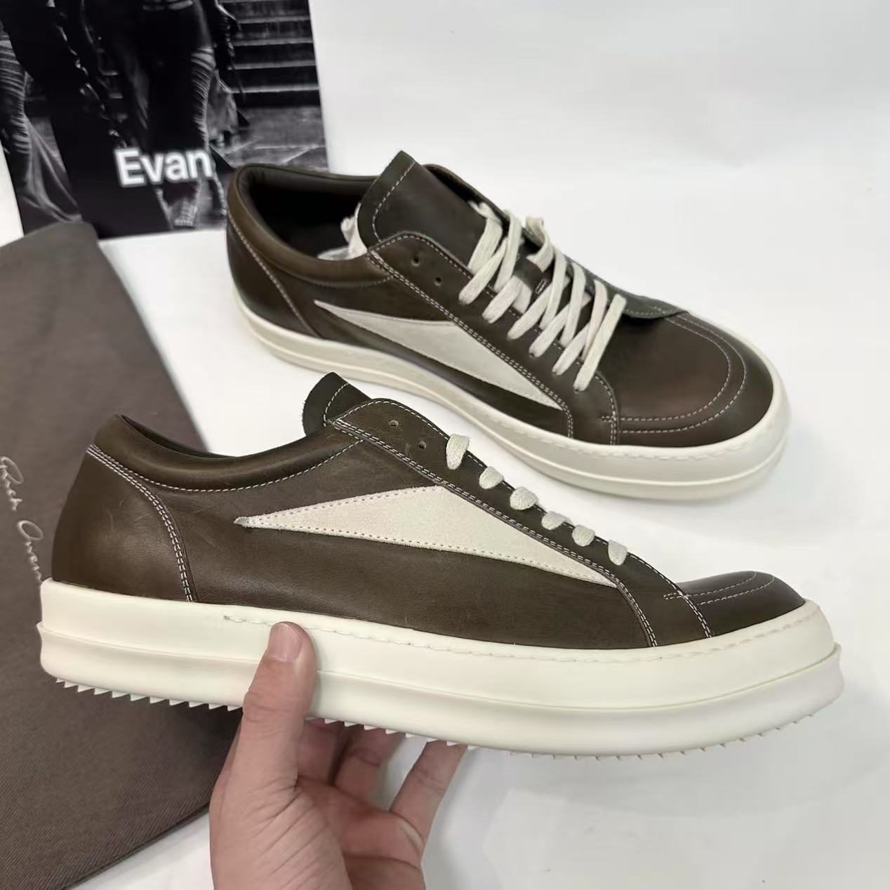 GMAbcd RICK Original Main Line New Leather Surface OWENS High Street Low-top Niche Shoes