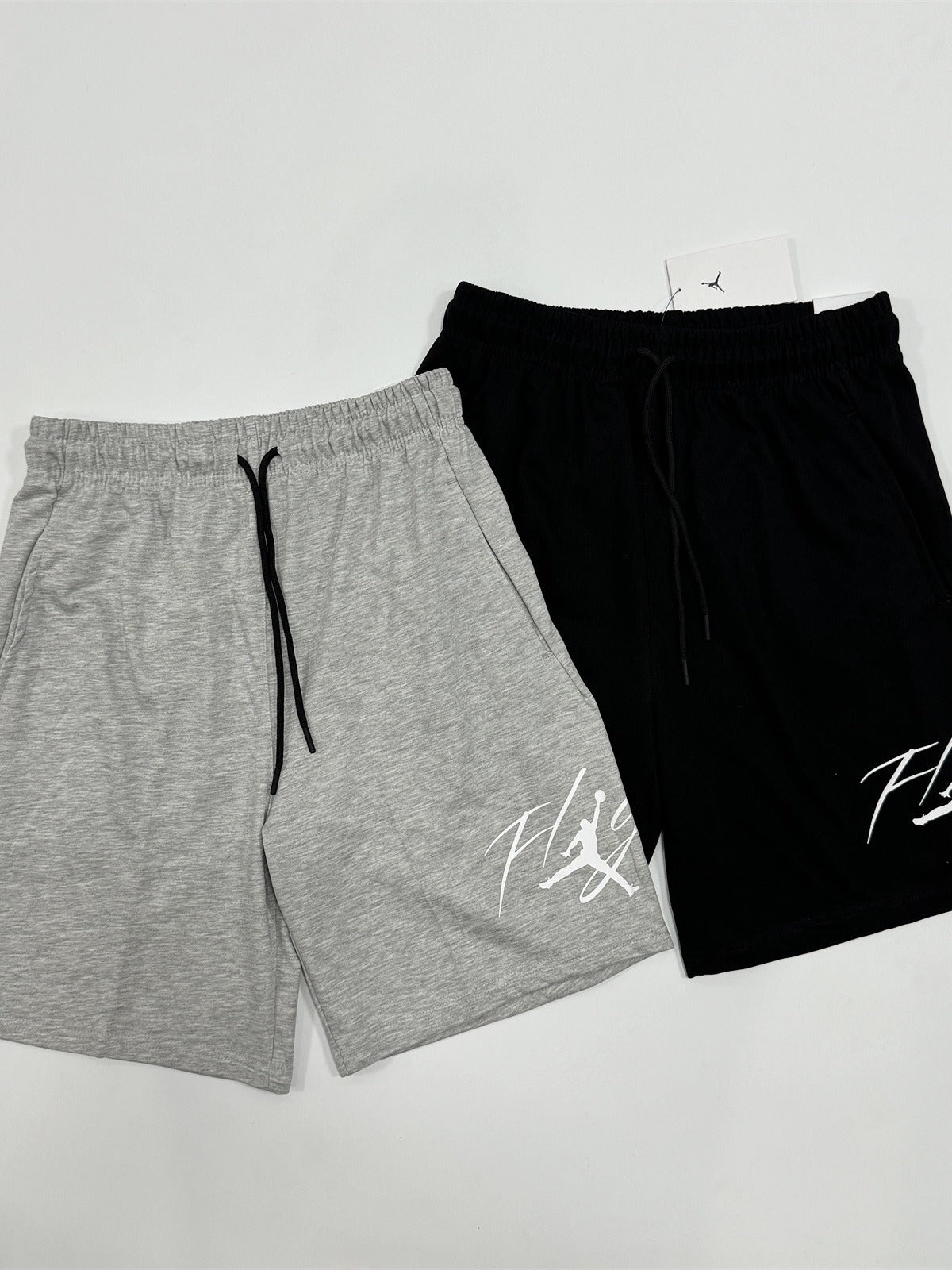 High-end Pure Cotton Summer Lightweight Straight Embroidered Printed Casual Pants Sports Pants AJ Flying Logo Versatile Five-point Pants