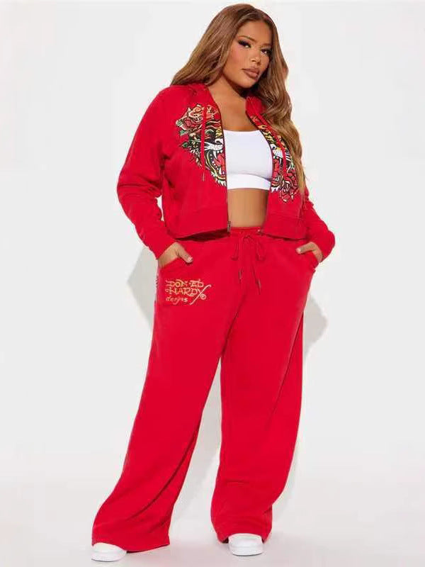 2025 European and American Women's Clothing Spring and Autumn Fashion Outdoor Casual Street Positioning Printing Sweatshirt and Sweatpants Suit
