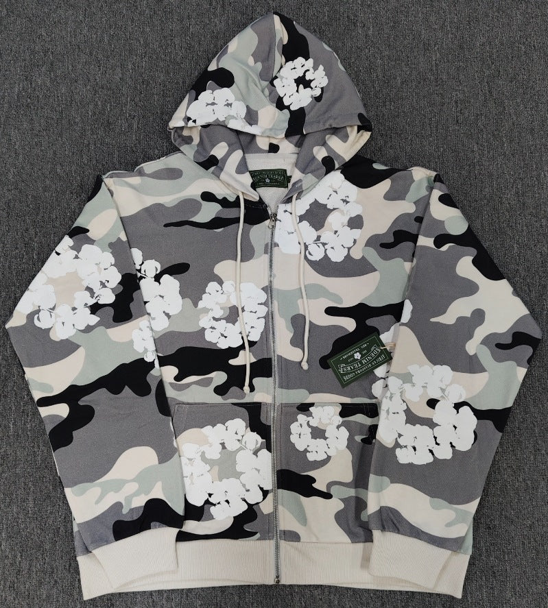 DENIM TEARS Gemstone Kapok Hoodie Trendy Brand Casual Zipper Jacket Hooded Sweatshirt