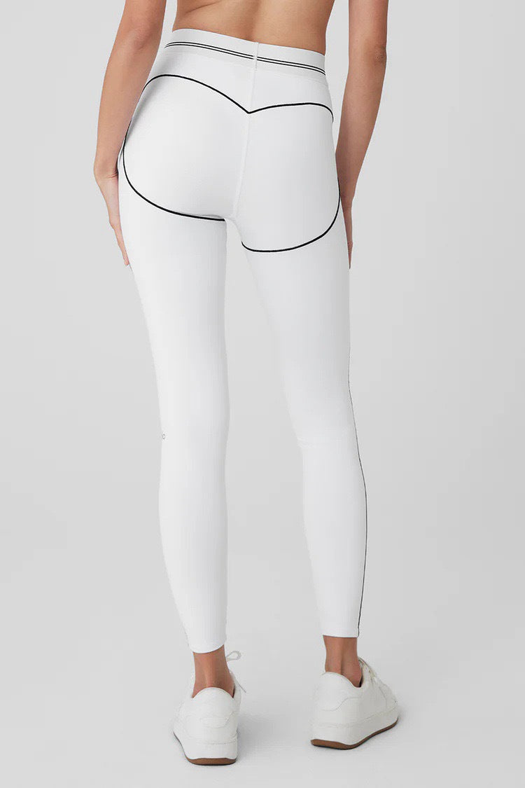 High-Intensity Gathered Bare Sensation Sports Fitness Bra Color-Block Peach Hip High-Waist Yoga Pants Two-Piece Set