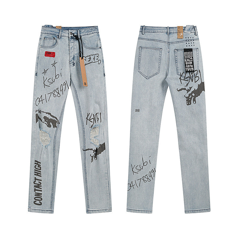 Trendy KSUBI Men's Pants Casual Slim Fit slim fit skinny stretch denim jeans for men